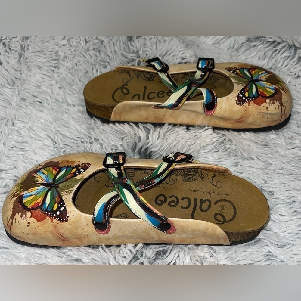 Calceo COLORFUL BUTTERFLIED PATTERNED CLOGS Size 39 - Picture 3 of 9